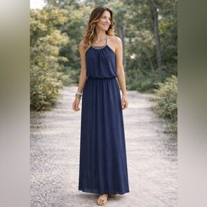 AS U WISH Statement Necklace Maxi Dress